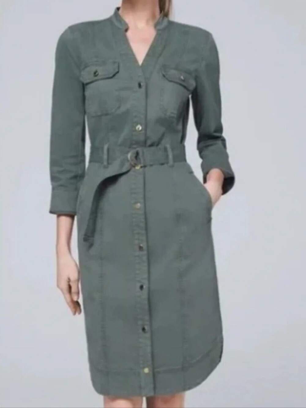 White House Black Market Wintergreen Shirt Dress With Belt